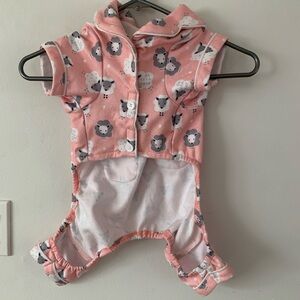 Pup Crew Dog Pajamas Pink Sheep Size Large L flannel Puppy